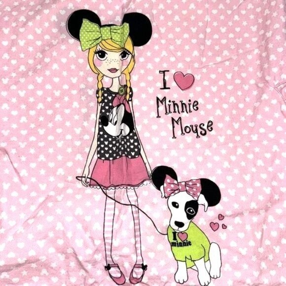 Disney Minnie Mouse Pink Heart Print XS T-Shirt 100% Cotton Made In Vietnam - Picture 2 of 8